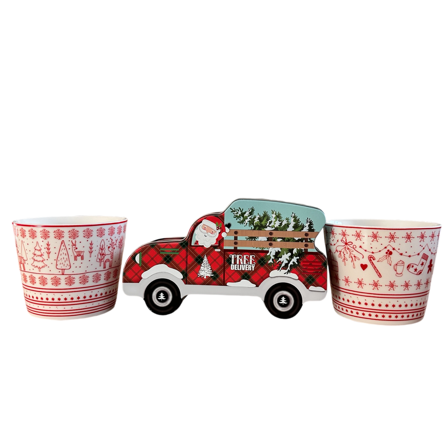 Geschenk Set, Weihnachtsmann Auto mit  2 Tassen