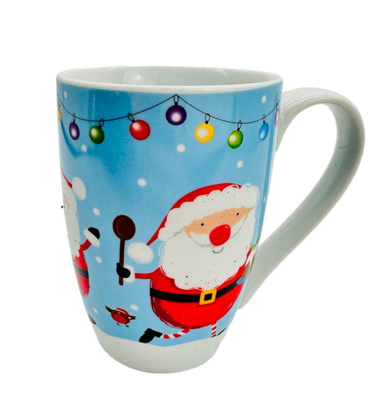 Tasse Hellblau Weihnachtsmann-Kugeln 0,3l